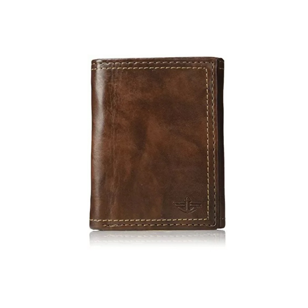 Dockers RFID Security Blocking Trifold Wallet for men in brown